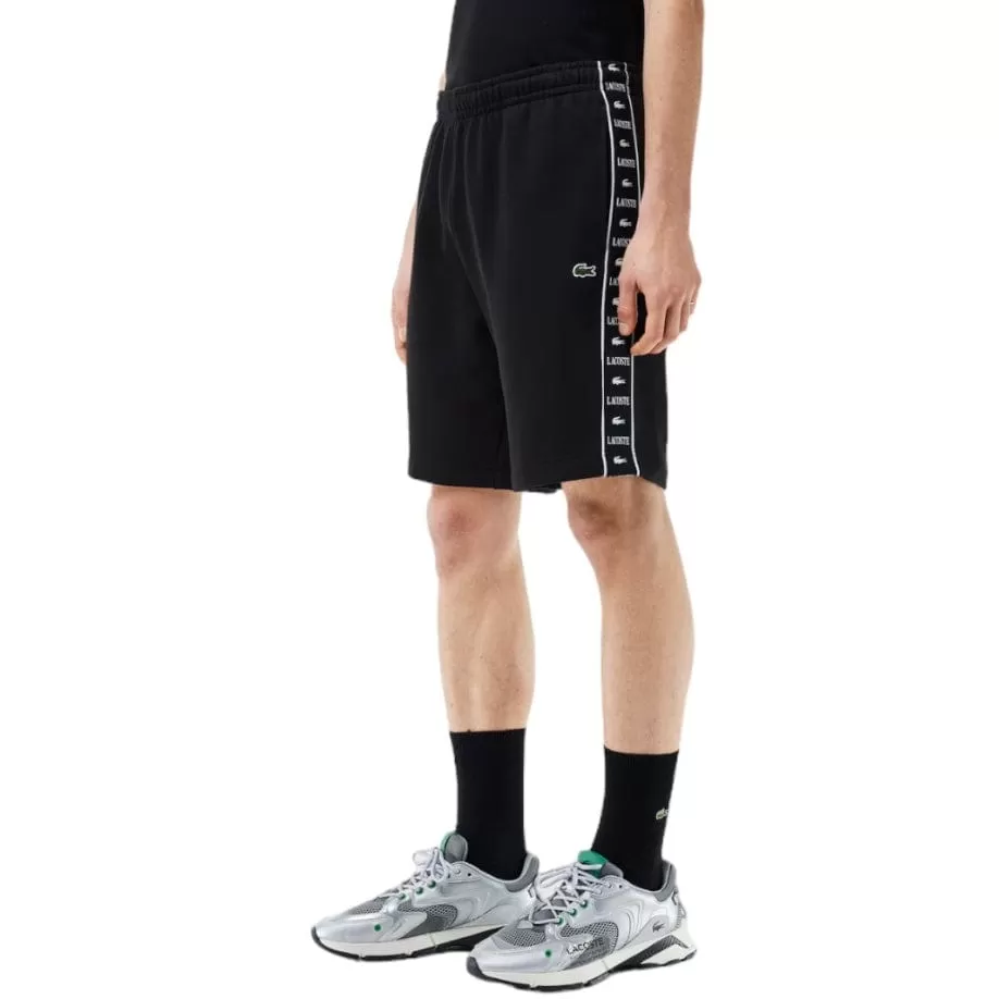 Lacoste Logo Stripe Fleece Shorts (Black) GH7397-51