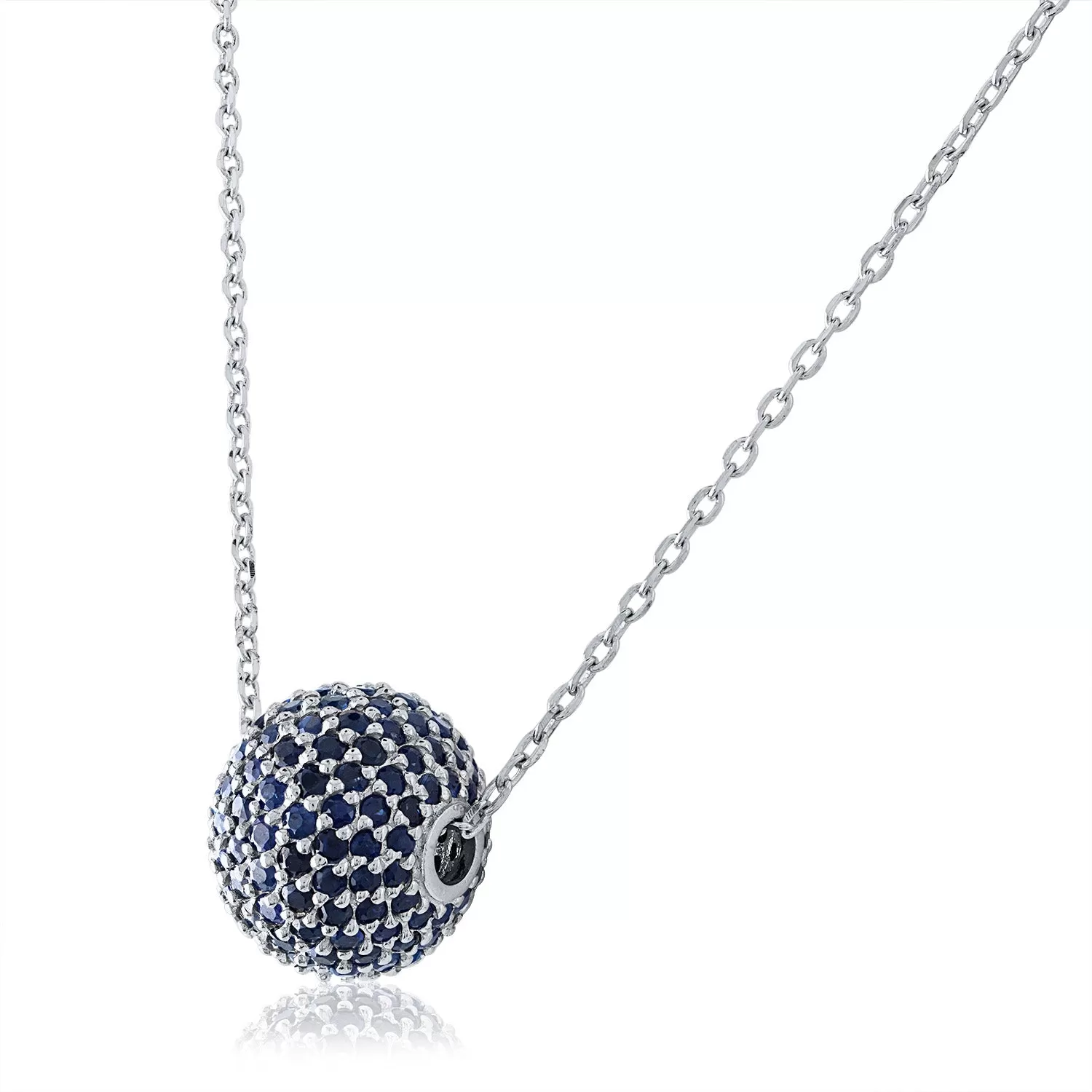 Large Pave Sapphire Bead Necklace