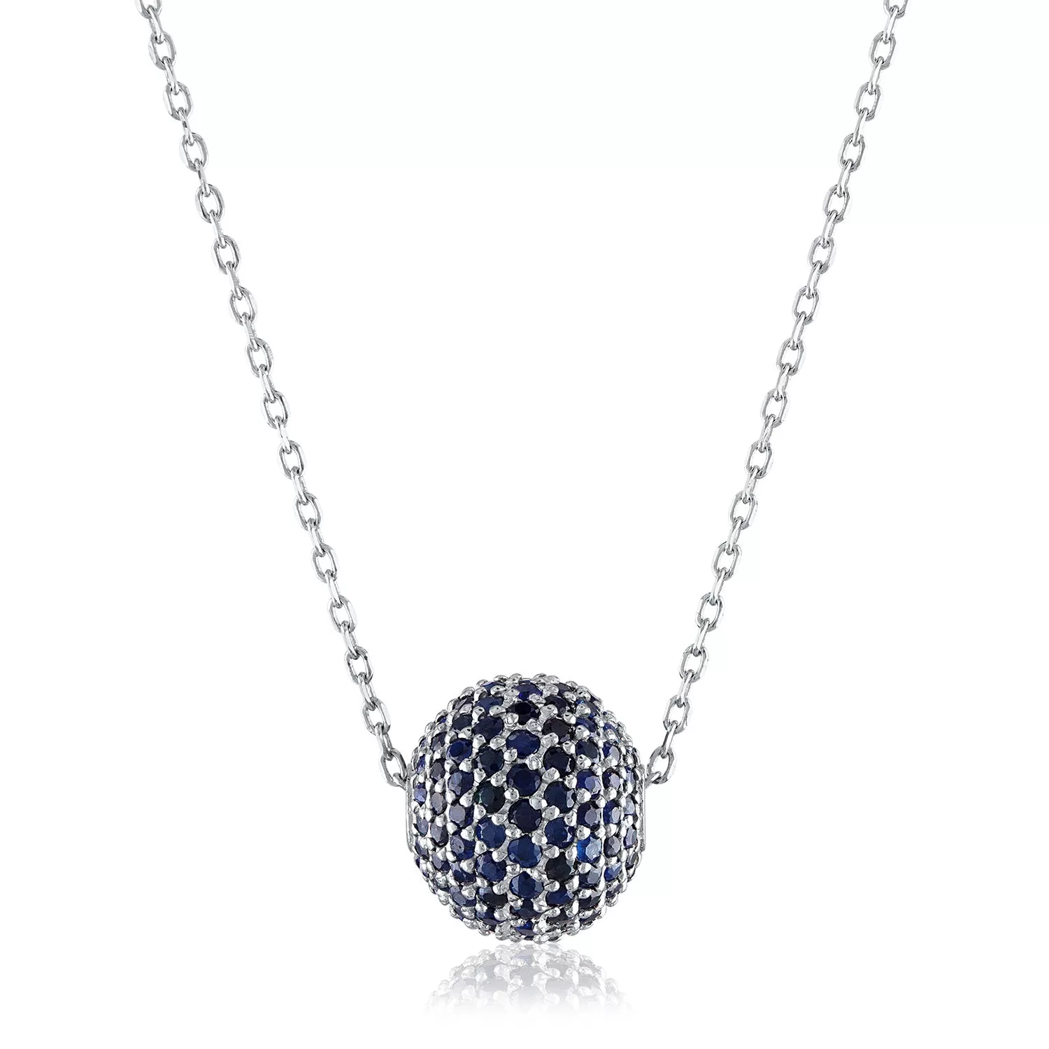 Large Pave Sapphire Bead Necklace