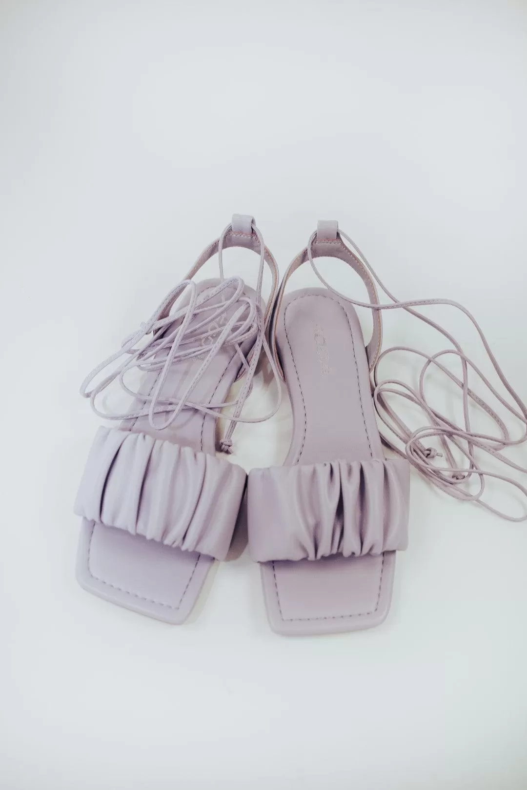 Lavender Lace Up Square Toe Sandals