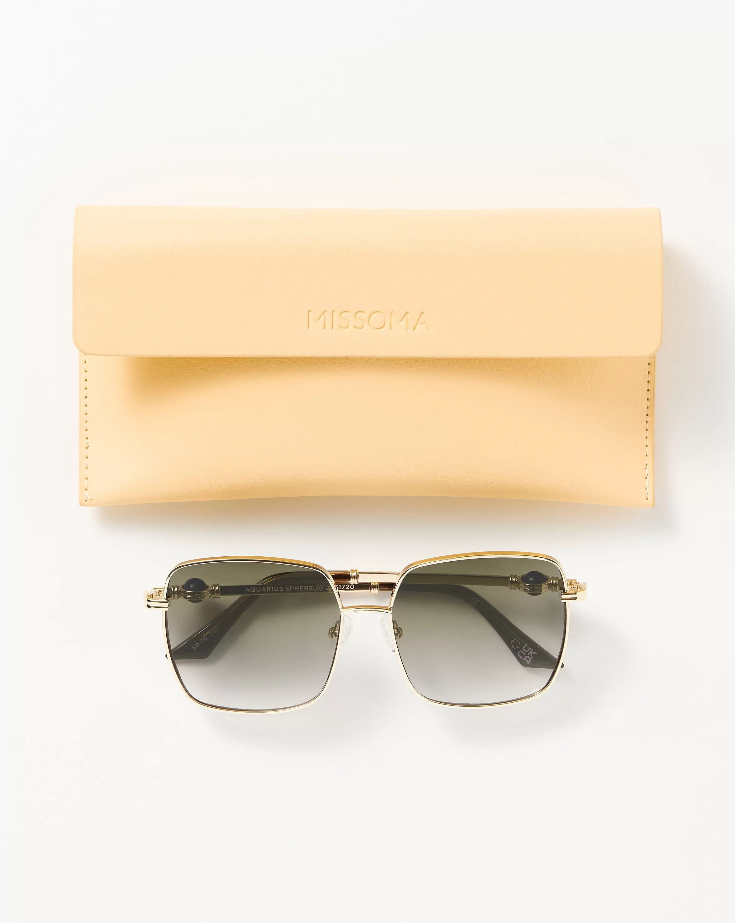 Le Specs Aquarius Sphere Oversized Square Sunglasses | Gold/Malachite