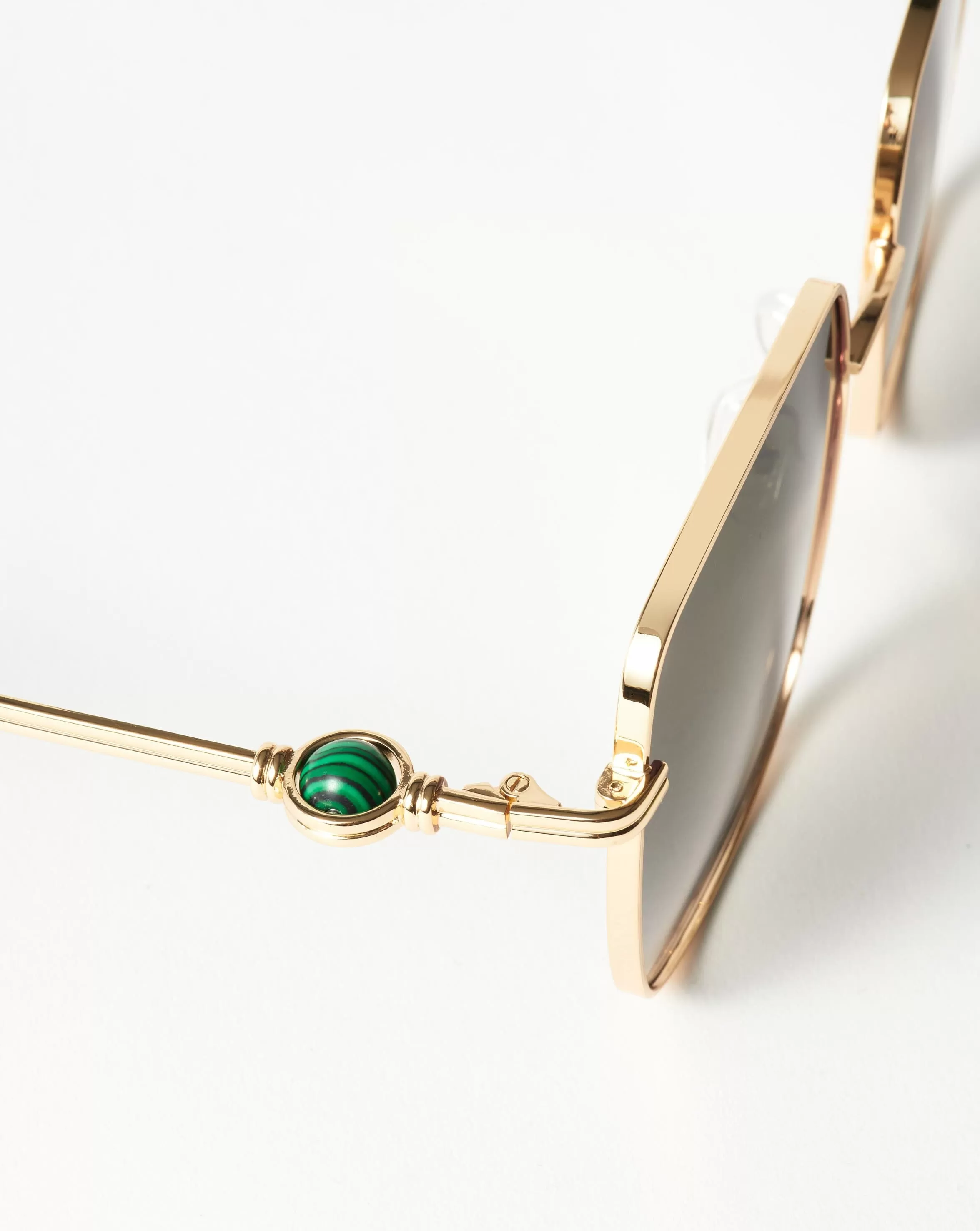 Le Specs Aquarius Sphere Oversized Square Sunglasses | Gold/Malachite