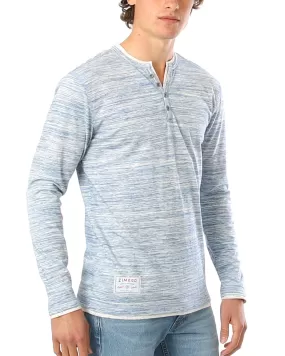 Light Blue Long Sleeve Double Layered Y-Neck Henley