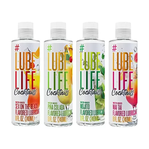 Lube Life Water-Based Four Drinks Minimum Flavored Lubricants, Personal Lube for Men, Women and Couples, Made Without Added Sugar, 8 Fl Oz