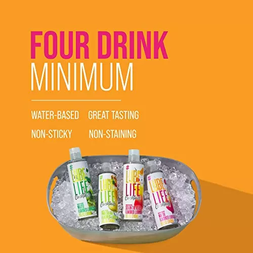 Lube Life Water-Based Four Drinks Minimum Flavored Lubricants, Personal Lube for Men, Women and Couples, Made Without Added Sugar, 8 Fl Oz