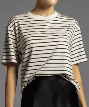 Mallory Tee - Black/White Riviera Stripe