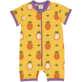 Maxomorra Pineapple Organic Cotton Short Sleeved Romper