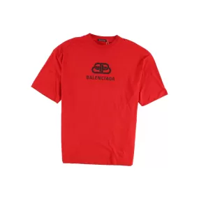 Men's Oversized Logo Print T-Shirt Red Size XS