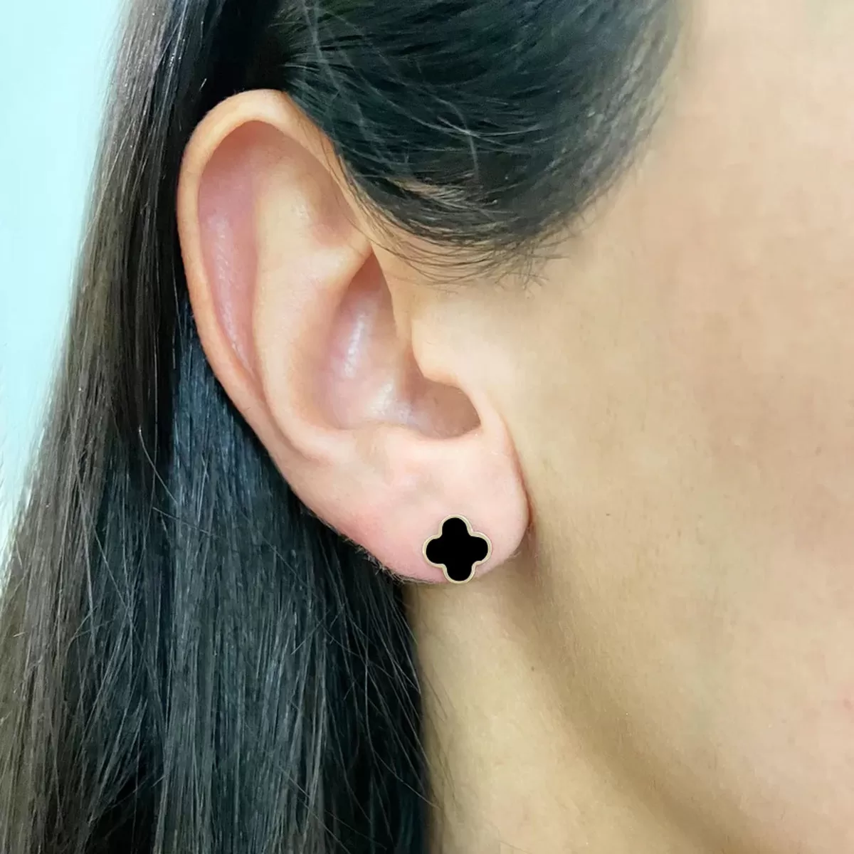 Mini Onyx Clover Stud Earrings