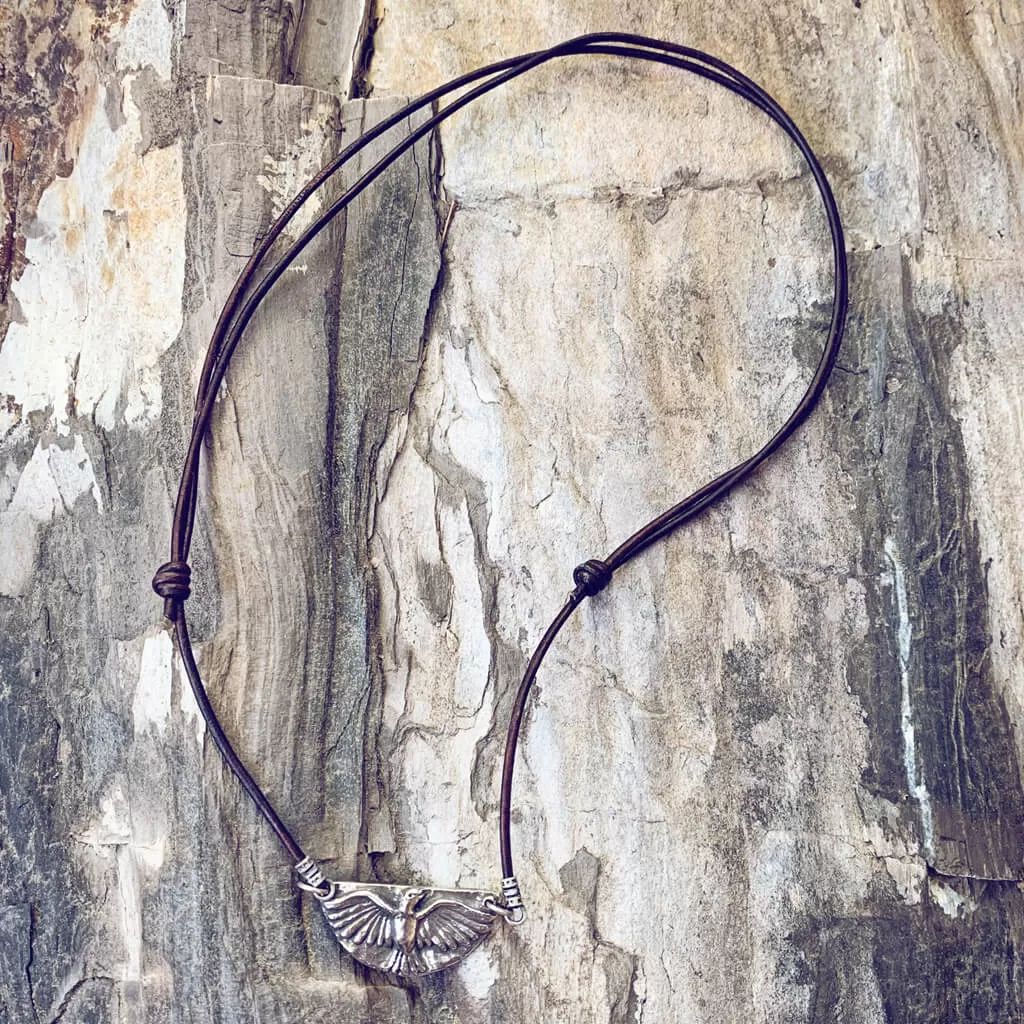 mystic falcon // bird and all seeing eye double sided pendant necklace