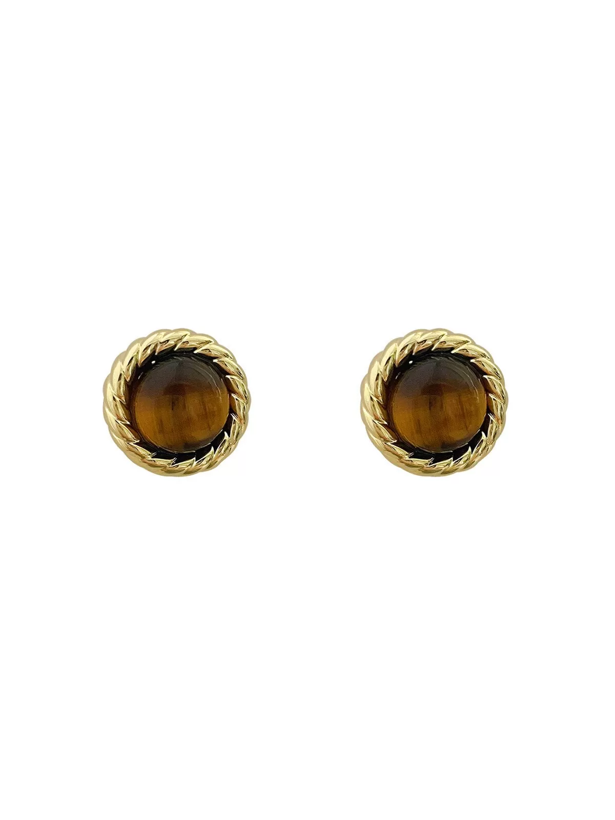 Natural Stone Twist Jewel Stud Earrings