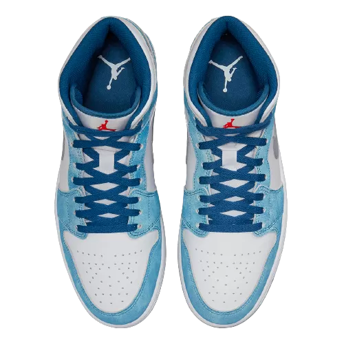 Nike Air Jordan 1 Mid White Blue Red Men's