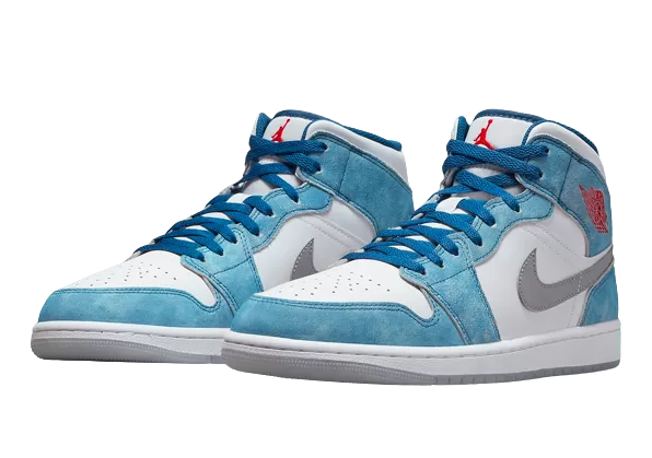 Nike Air Jordan 1 Mid White Blue Red Men's