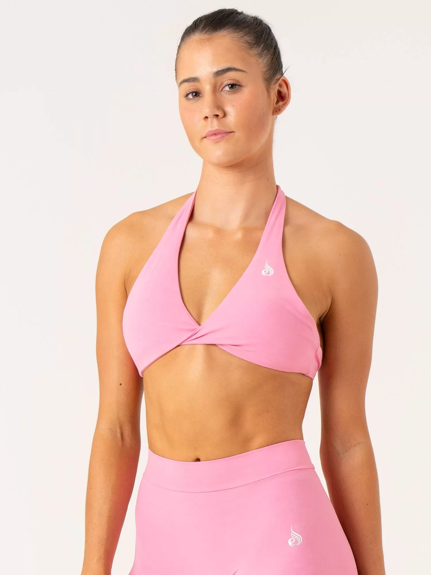 NKD Stonewash Halter Sports Bra - Pink Stonewash