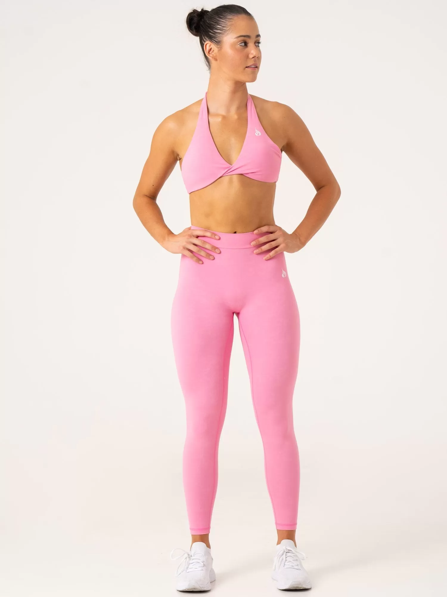 NKD Stonewash Halter Sports Bra - Pink Stonewash