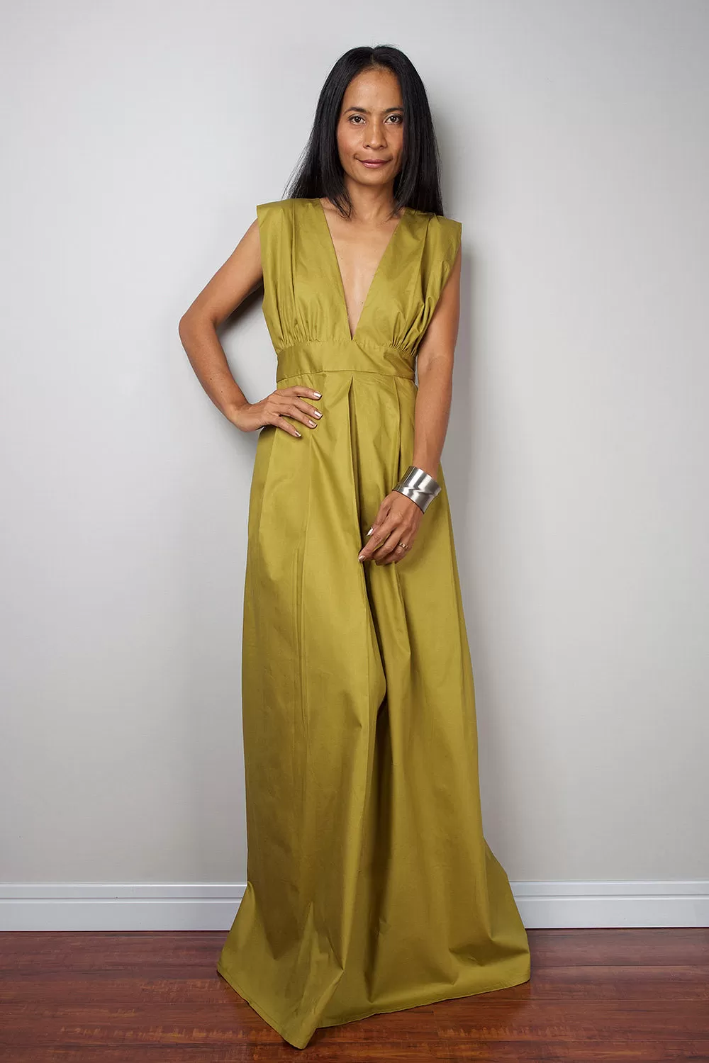 Olive Maxi Dress - Long Yellow Green dress : Oriental Secrets Collection II