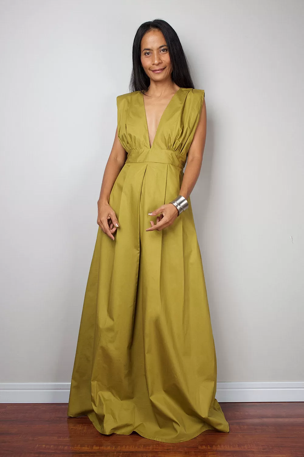 Olive Maxi Dress - Long Yellow Green dress : Oriental Secrets Collection II