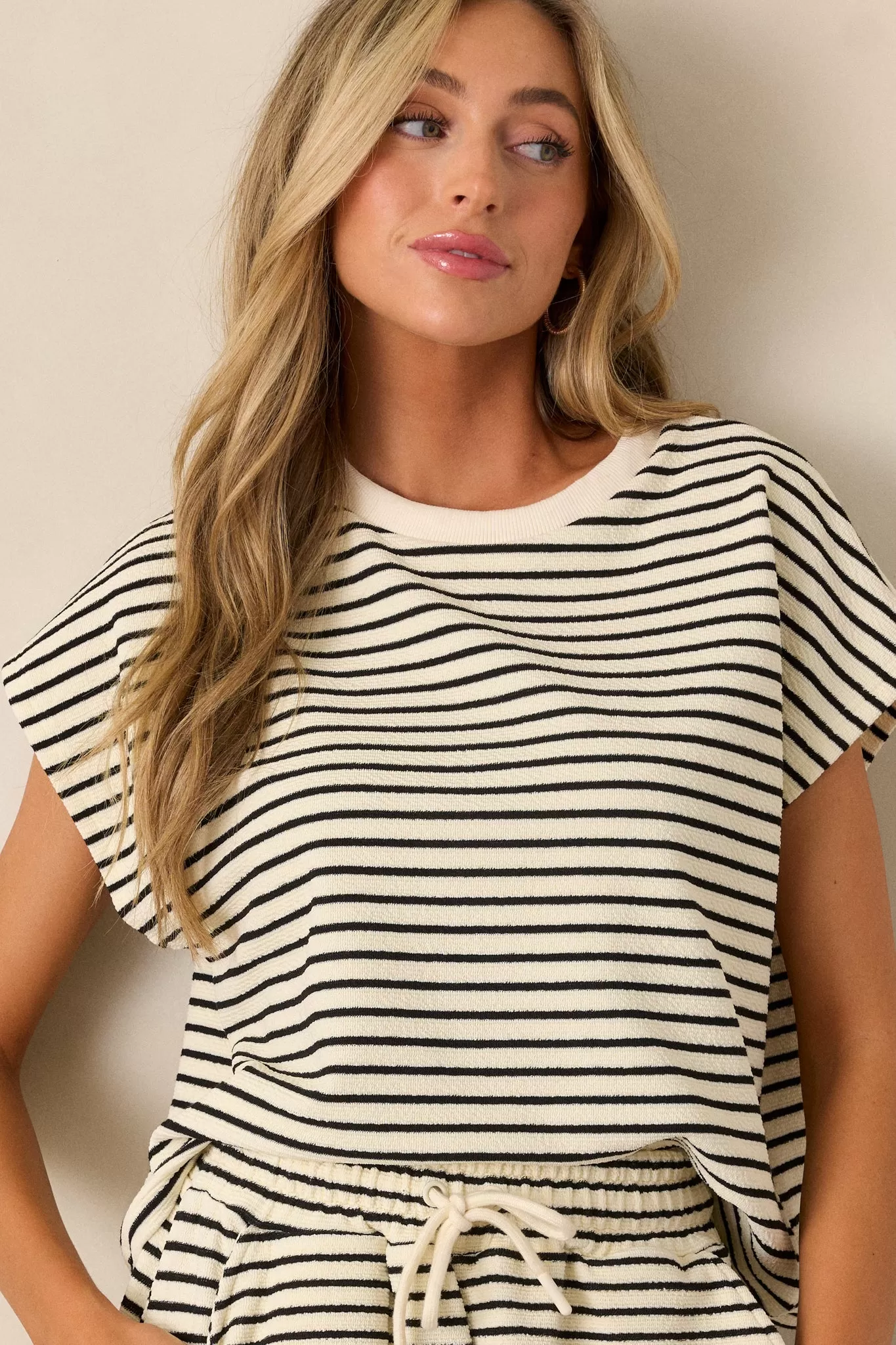 On A Day Ivory Stripe Baggy Tee