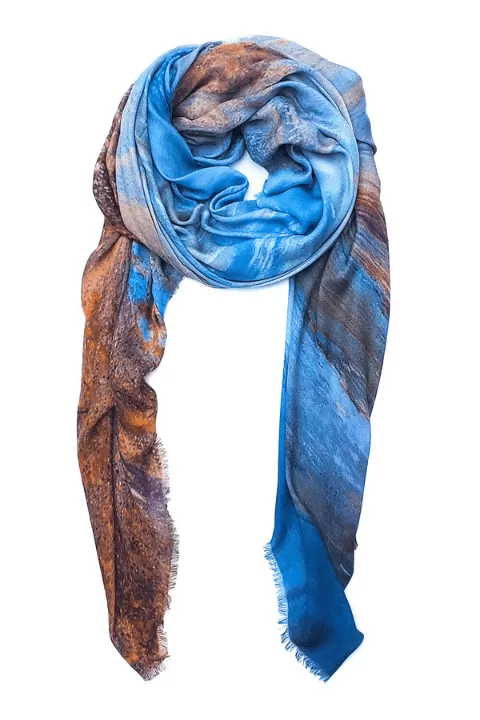 Oversized Square Italian Cashmere Blend Scarf - Icelandic Blue, Iceland