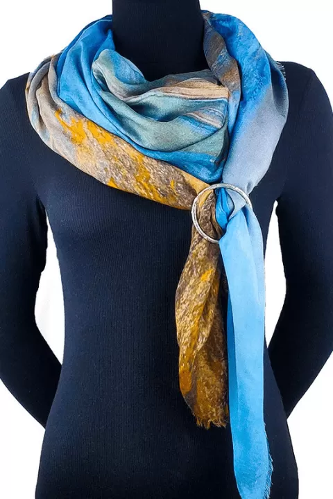 Oversized Square Italian Cashmere Blend Scarf - Icelandic Blue, Iceland