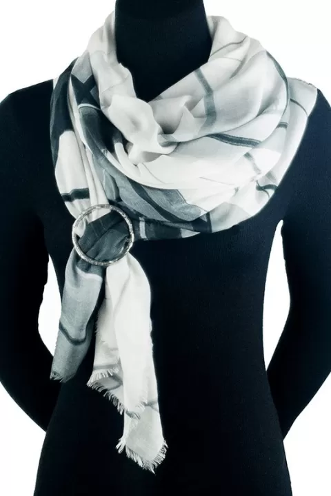 Oversized Square Italian Cashmere Blend Scarf - Urban Geometry, Australia