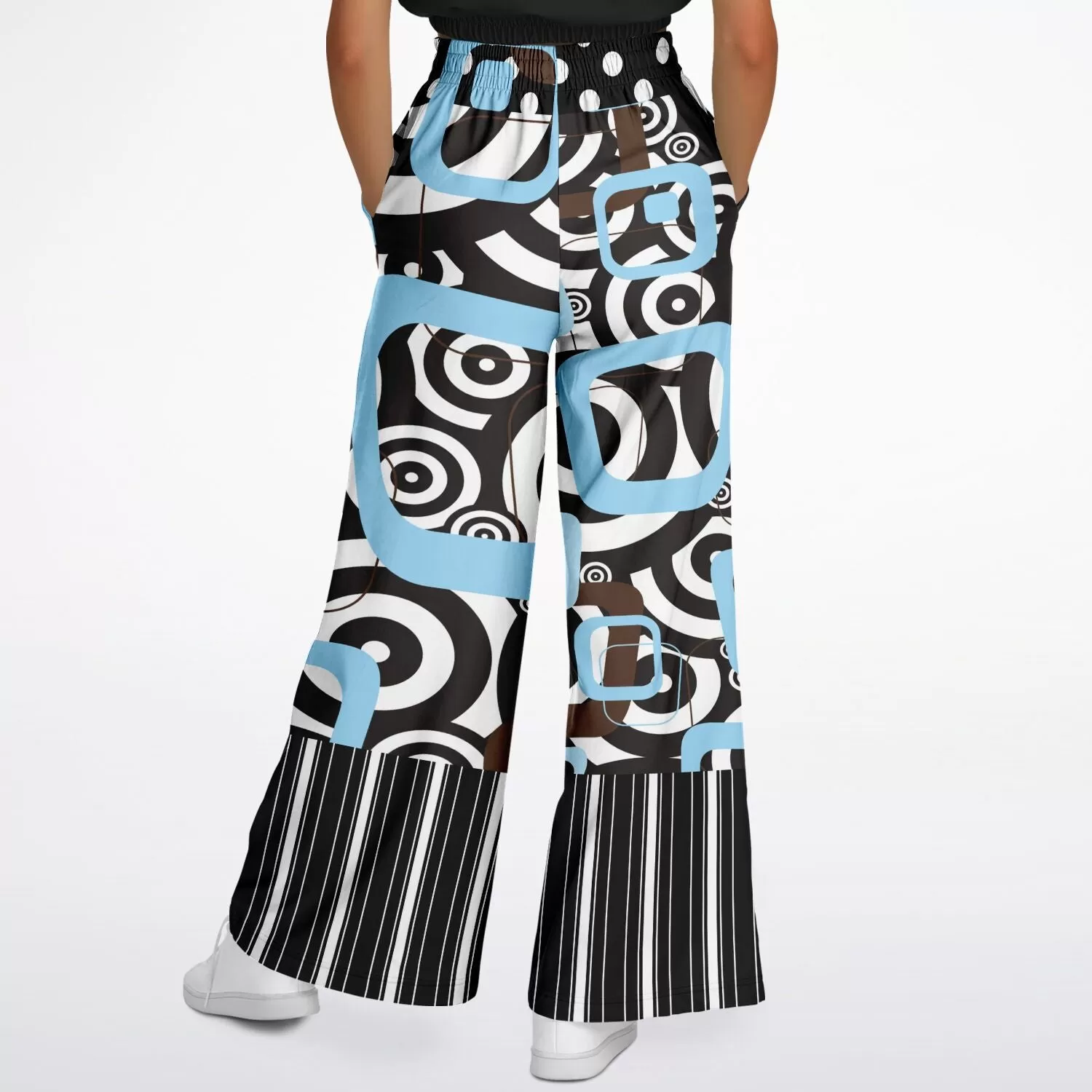 Pacific Palisades Retro Print Eco-Poly Stretchy Phat Bellbottoms