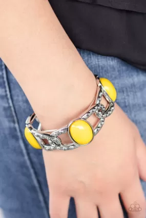 Paparazzi Bracelet ~ Dreamy Gleam - Yellow Stretchy Bracelet