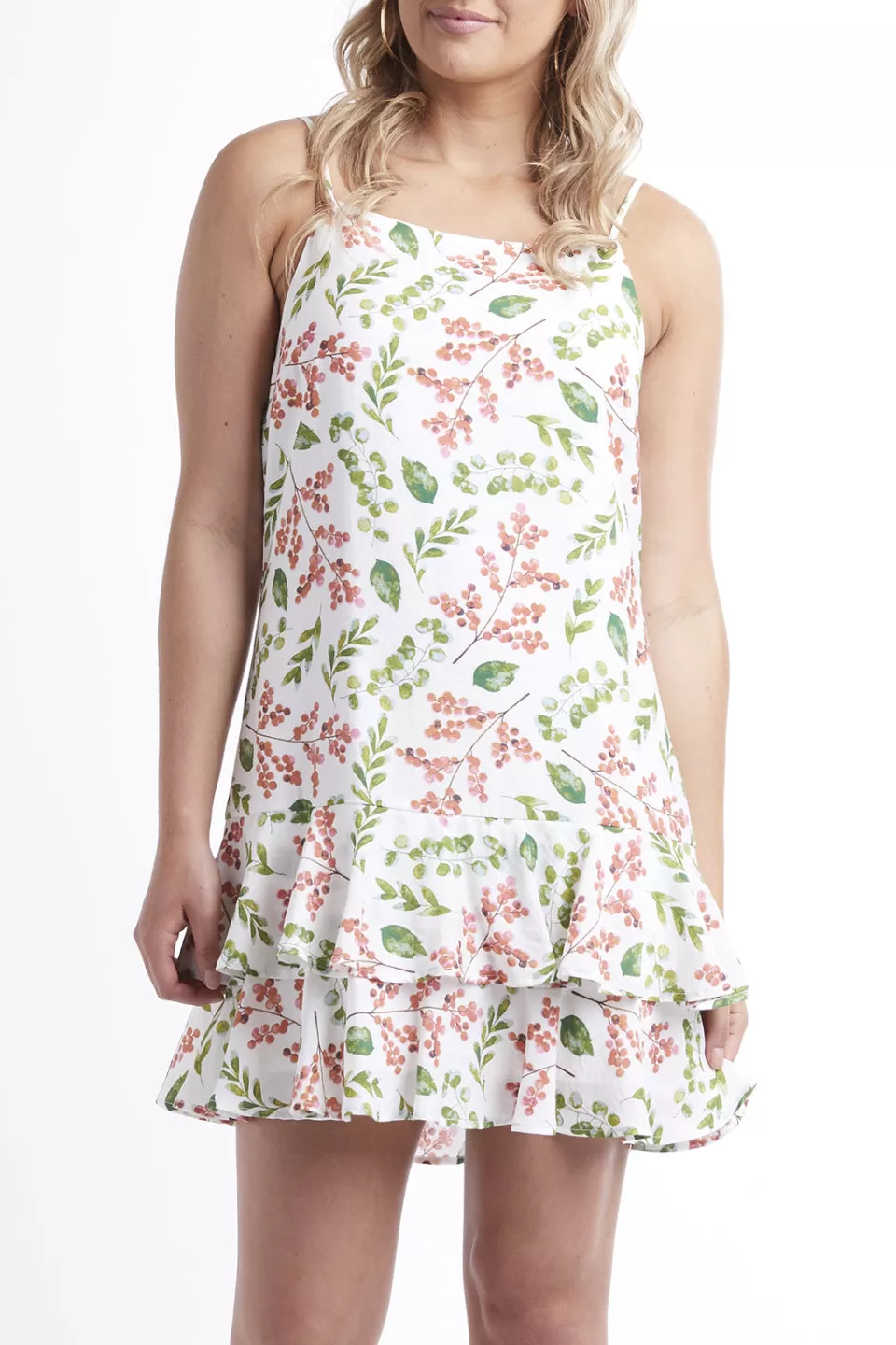 Perfection Aline Frill Hem Ivory Seeded Print Dress