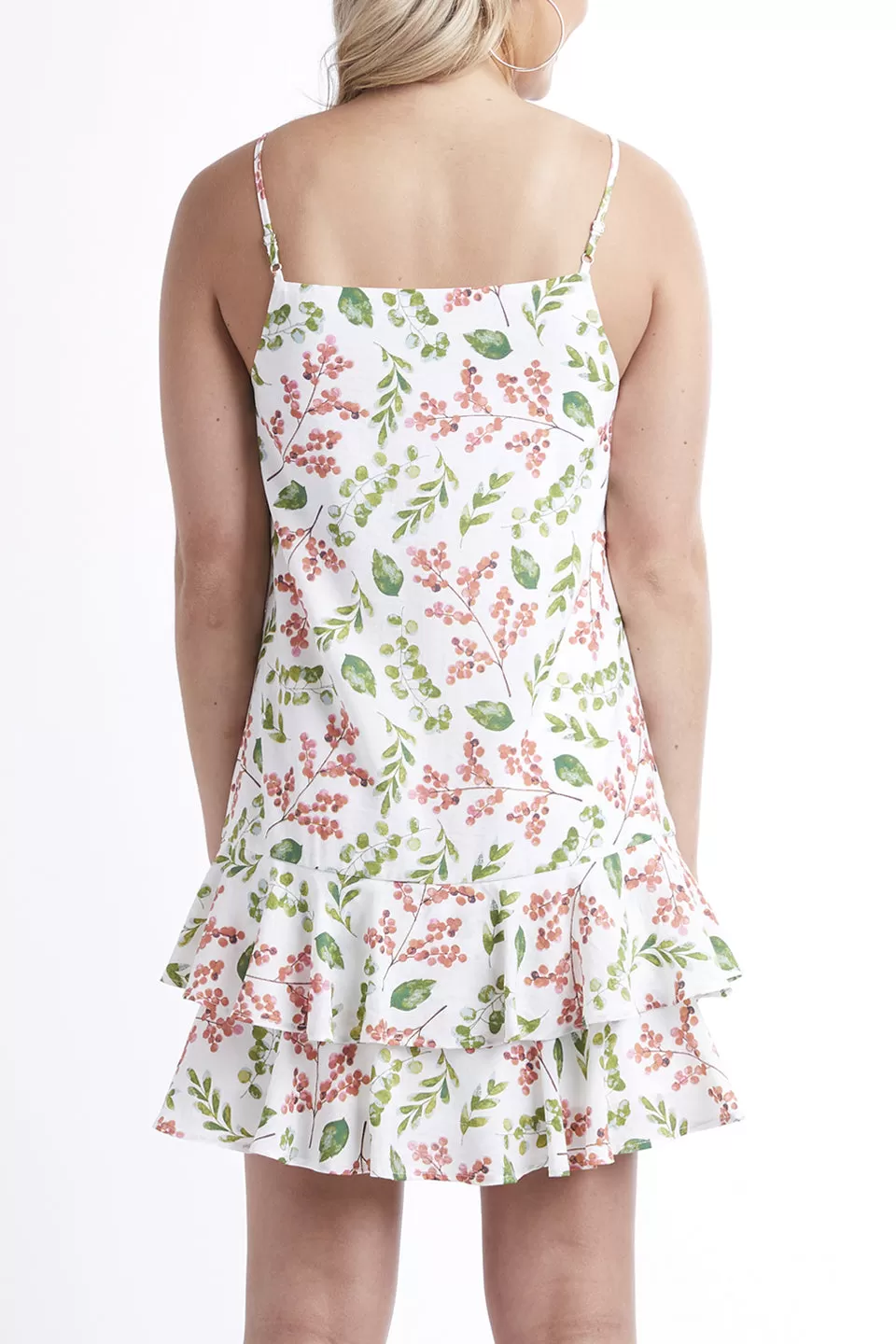 Perfection Aline Frill Hem Ivory Seeded Print Dress