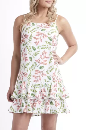 Perfection Aline Frill Hem Ivory Seeded Print Dress