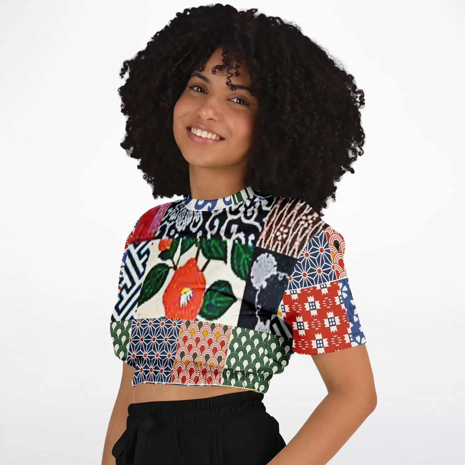 Picadilly Square Short Sleeve Cropped Eco-Poly Sweater