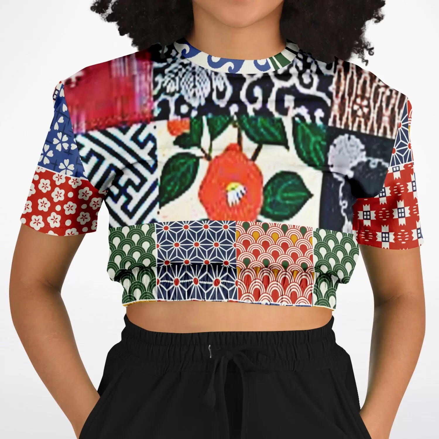 Picadilly Square Short Sleeve Cropped Eco-Poly Sweater