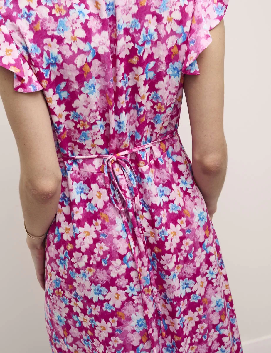 Pink Floral Lily Midi Tea Dress