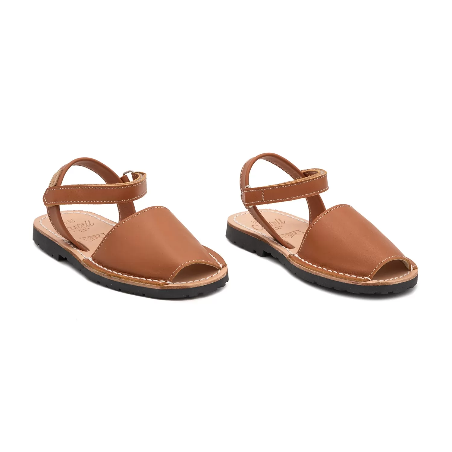 Plain Leather Menorcan Sandal For Kids - Iker 1002 Ciervo Piso