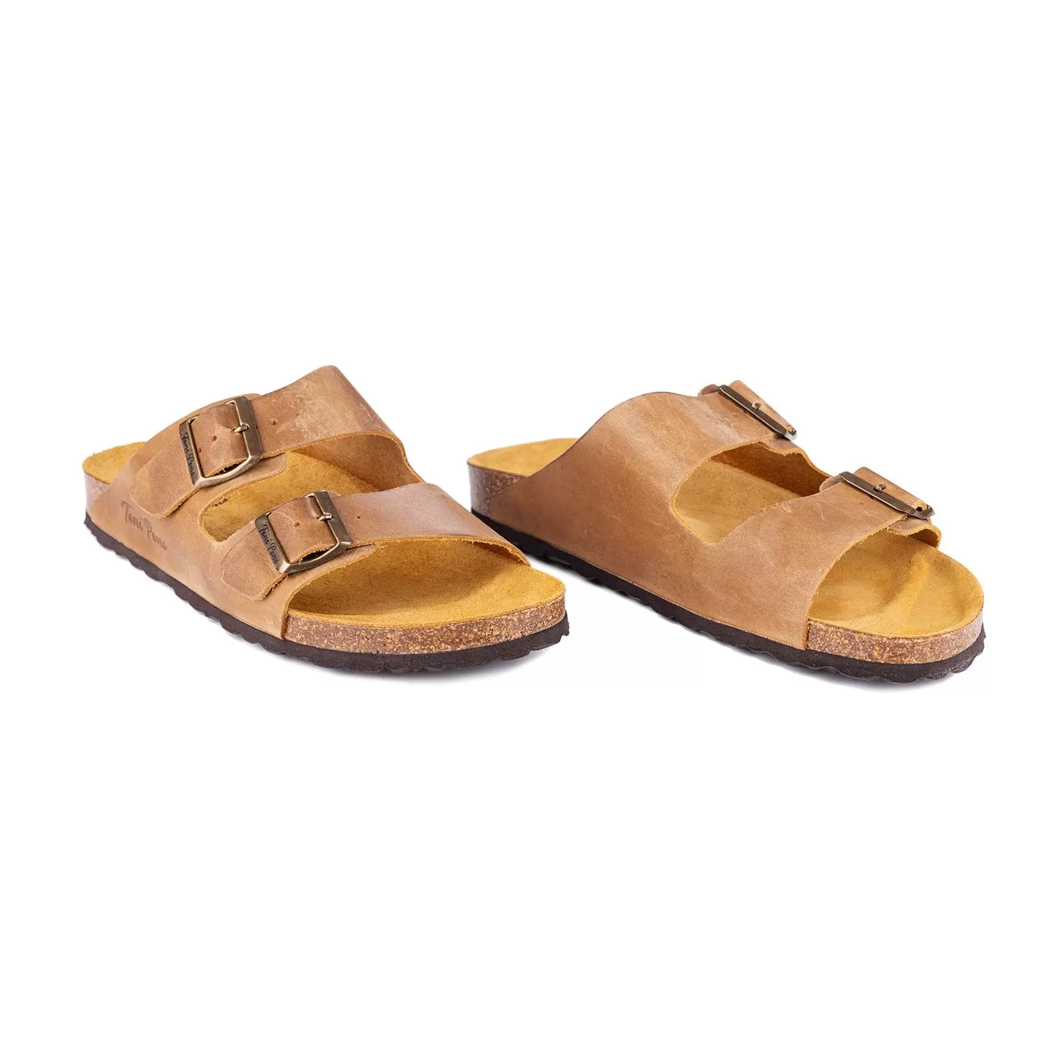 Plain Leather Open Toe Sandals for Men - Ger-PE