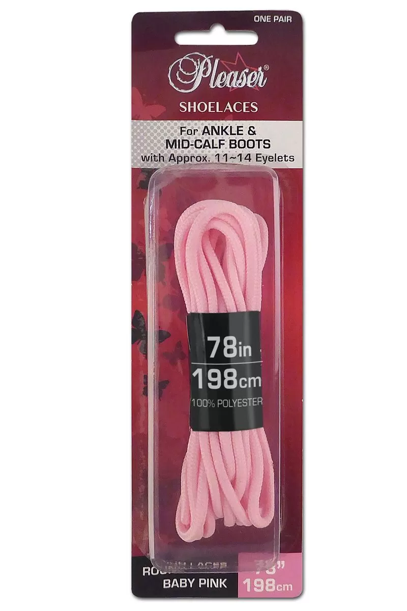 Pleaser USA Ankle Boot Shoe Laces - Baby Pink