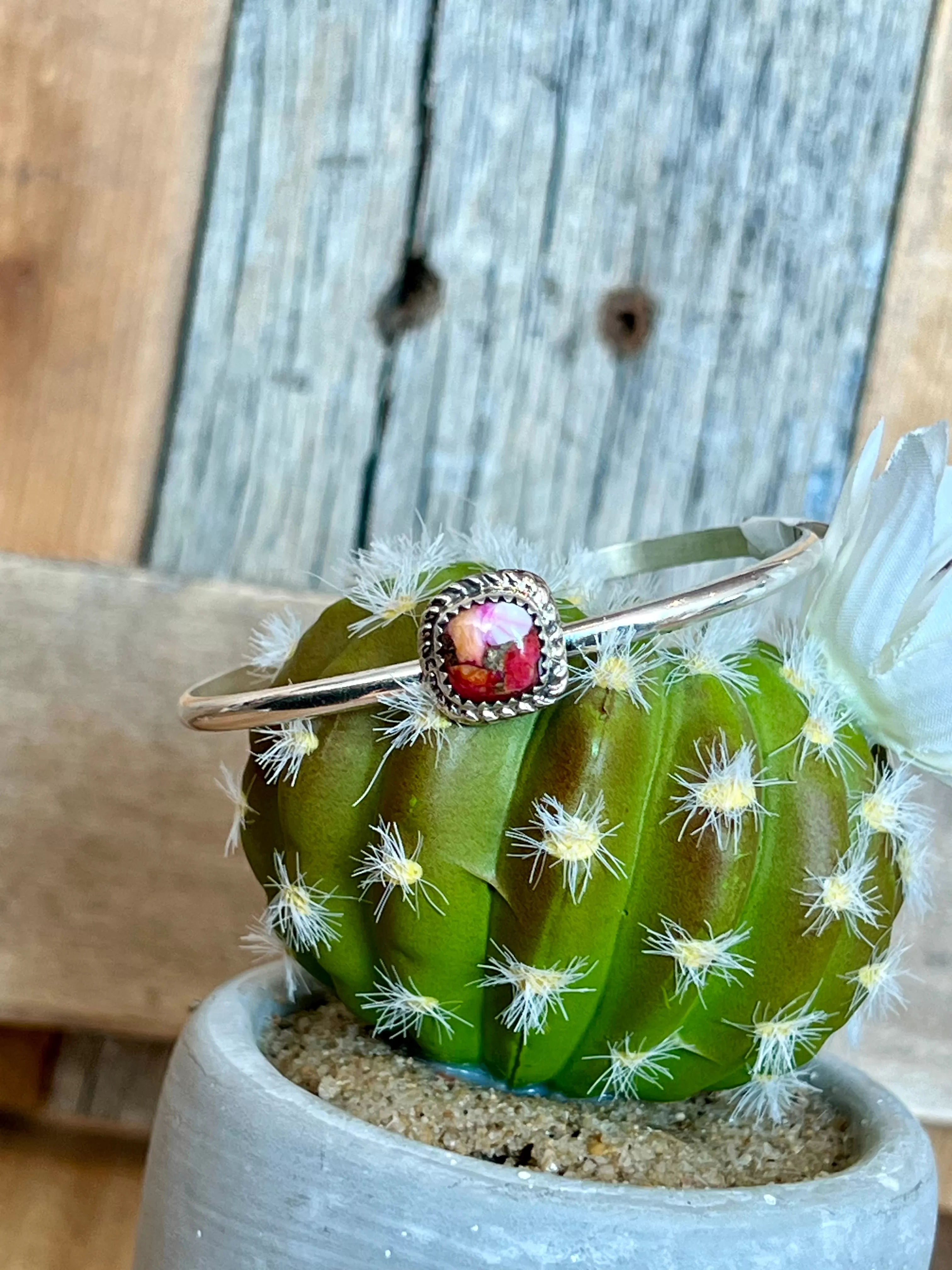 Pretty In Pink Mojave Sterling Silver Cuff