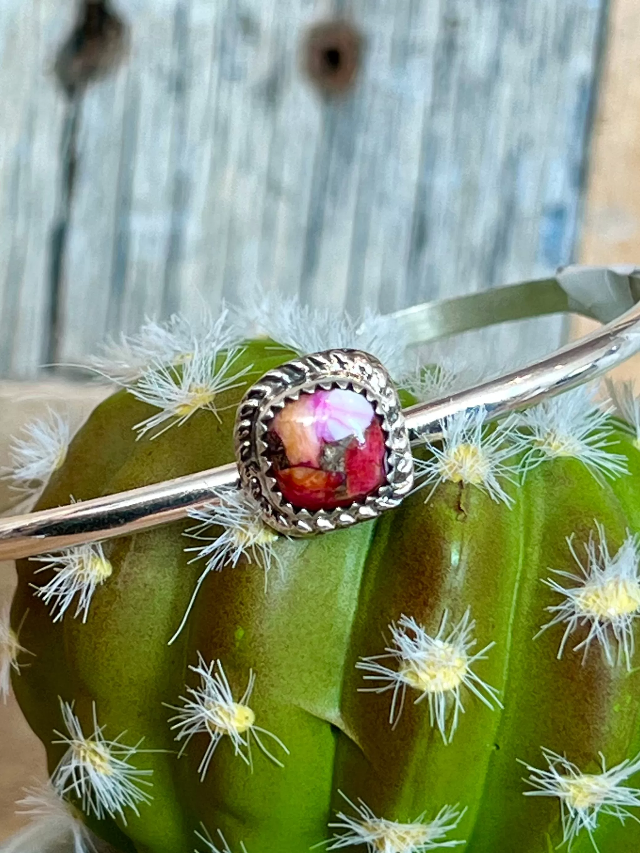 Pretty In Pink Mojave Sterling Silver Cuff