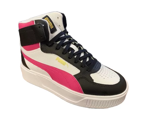 Puma women's high wedge sneakers shoe Karmen Rebelle 387213 03 white black pink