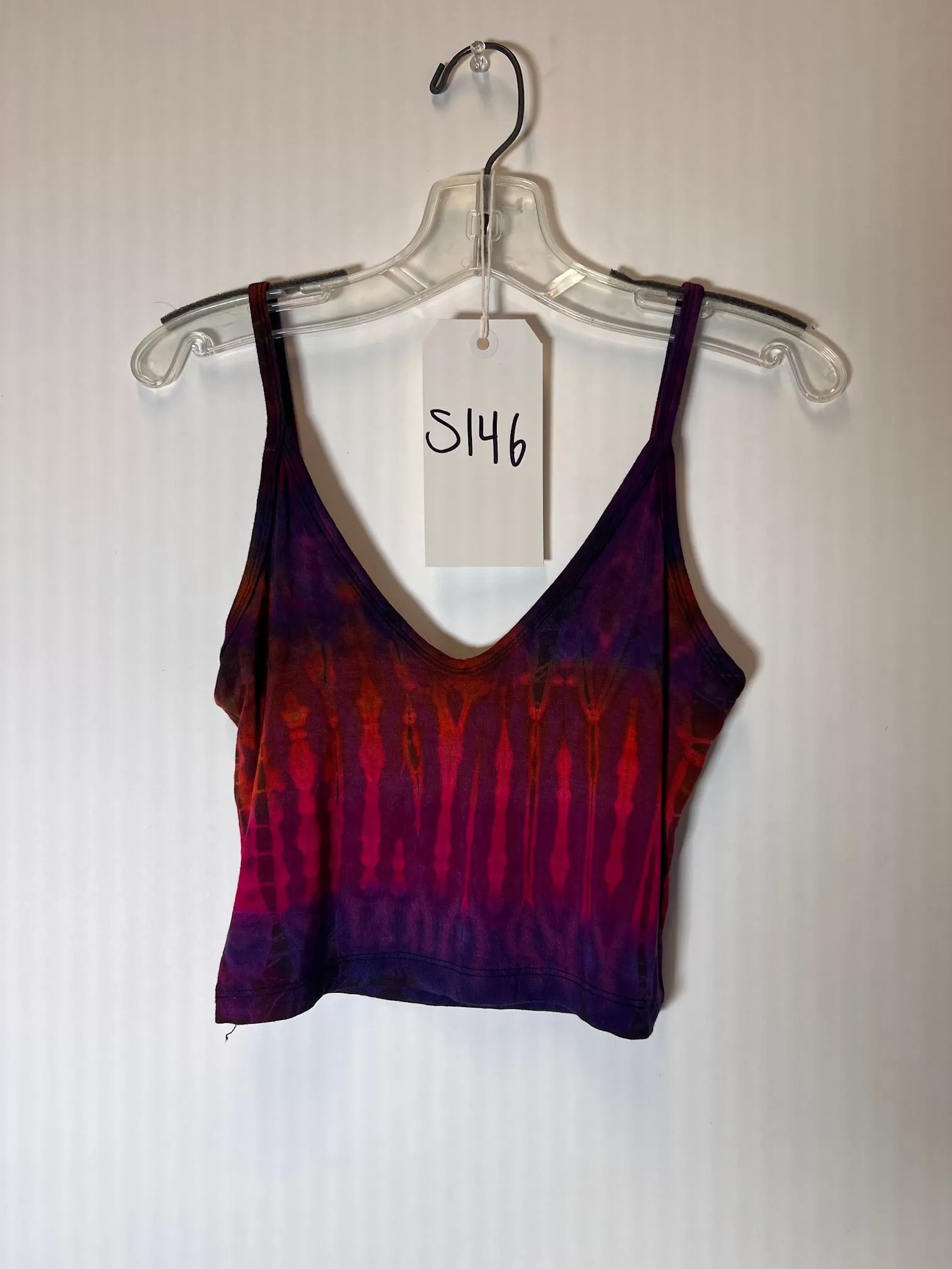 S146 Sample Mudmee Tie Dye Malai Crop Tank Top S/M Orange