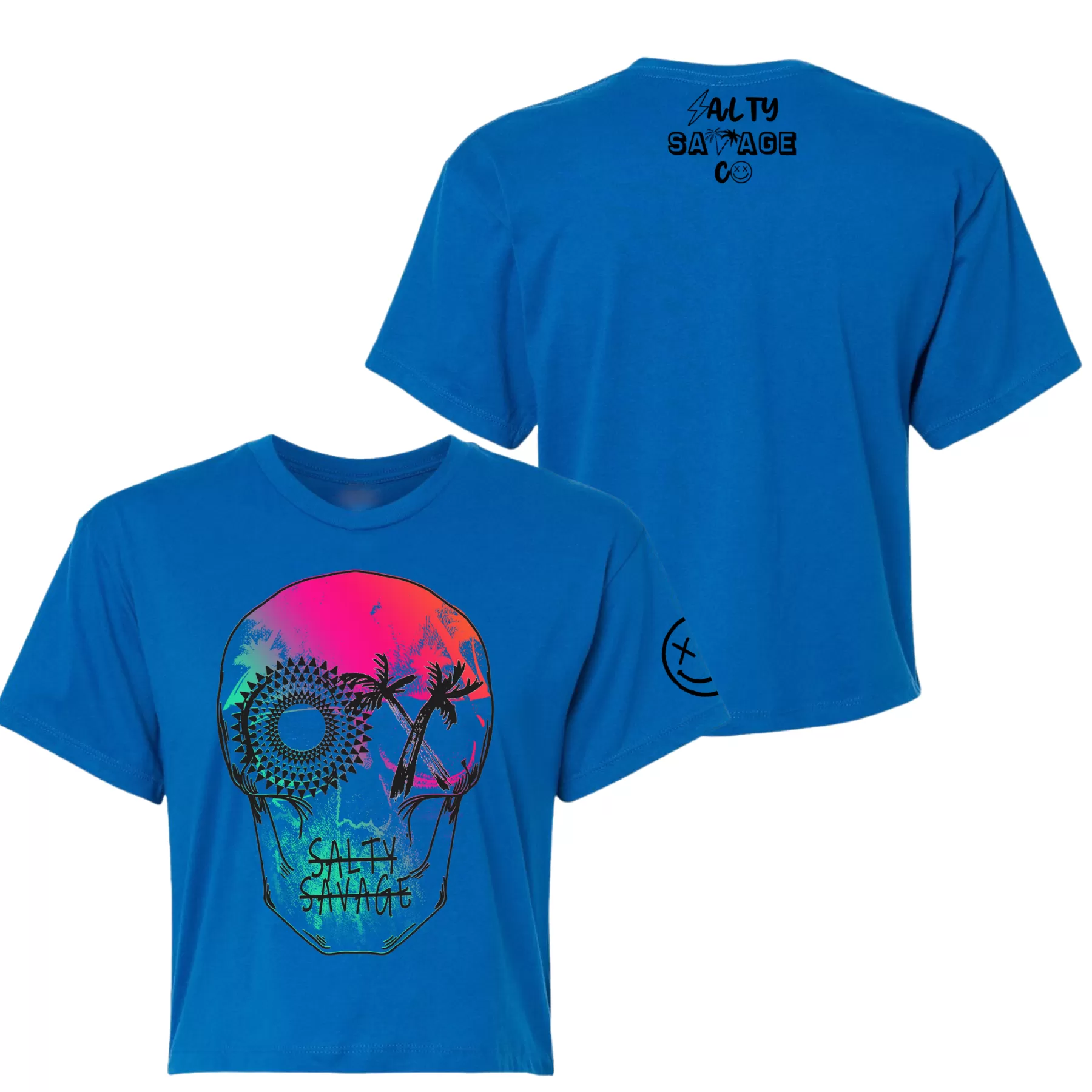 Salty Savage Ladies "Dead N’ Gone" Beach Skull Performance Crop Tee