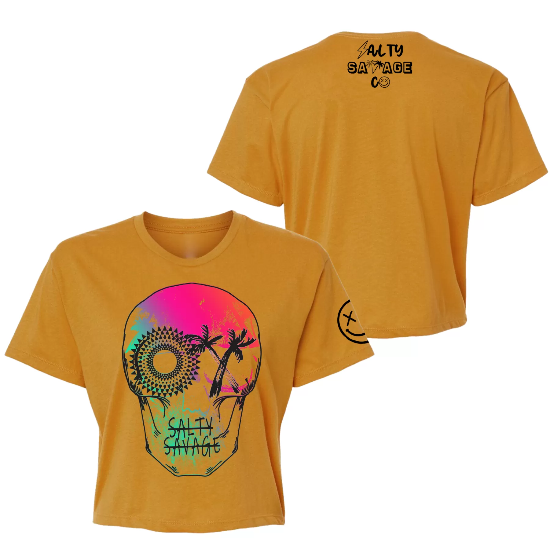 Salty Savage Ladies "Dead N’ Gone" Beach Skull Performance Crop Tee