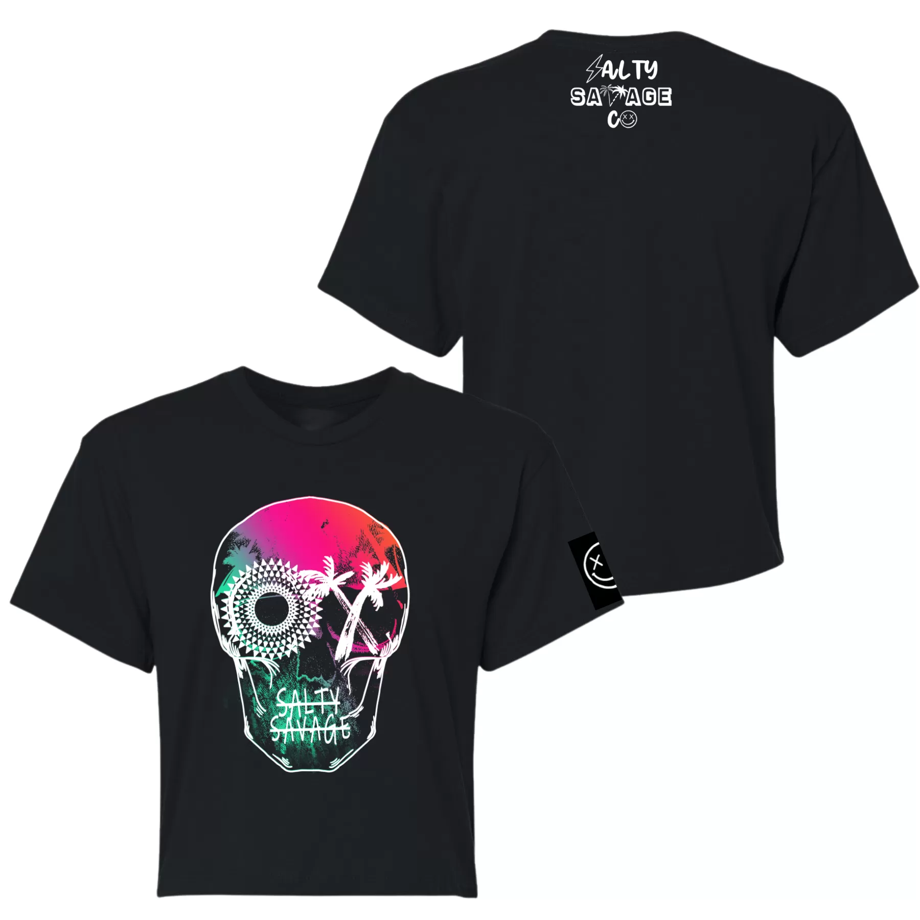 Salty Savage Ladies "Dead N’ Gone" Beach Skull Performance Crop Tee