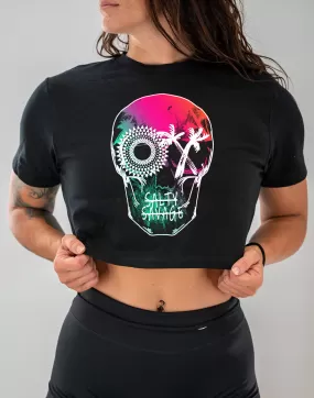 Salty Savage Ladies "Dead N’ Gone" Beach Skull Performance Crop Tee