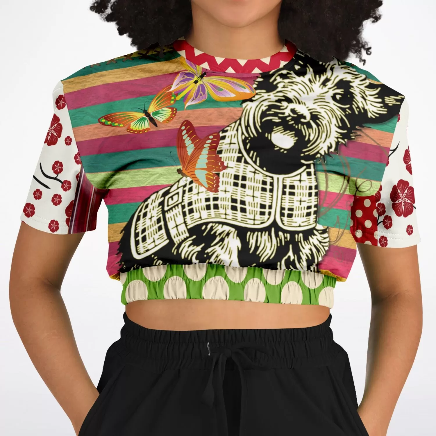 Scotty Piper Short Sleeve Cropped Eco-Poly Sweater