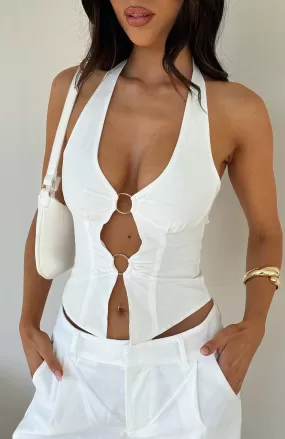 She's Trending Halter Top White