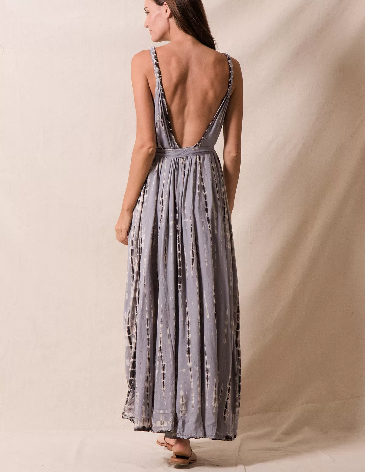 Shibori Tie-Dye Open Back Dress