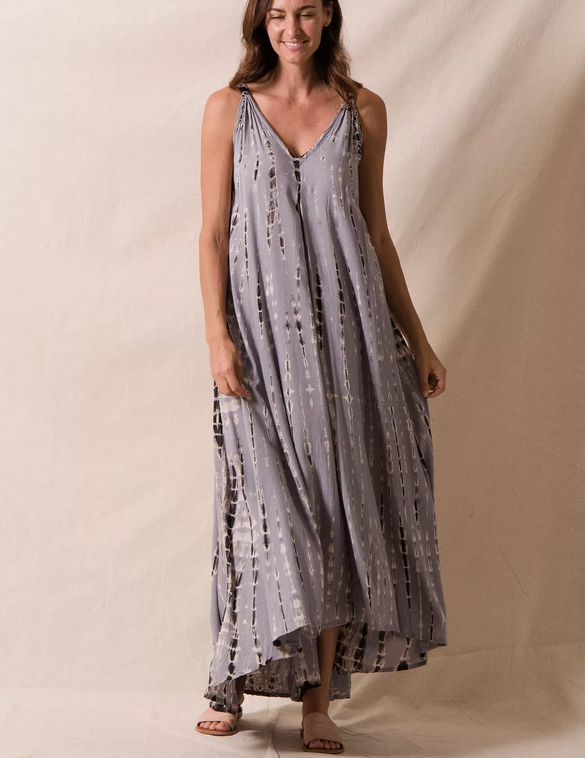 Shibori Tie-Dye Open Back Dress