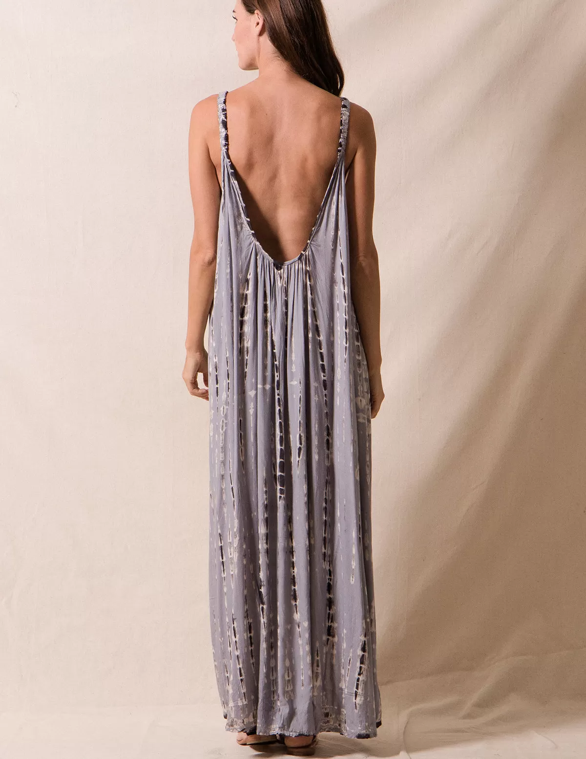 Shibori Tie-Dye Open Back Dress