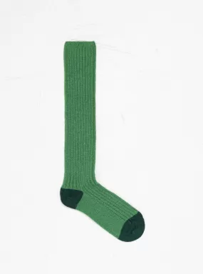 Skinny Rib Cashmere Knee Hi Socks Green